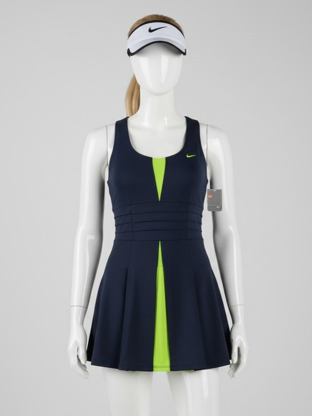 NWT Nike Tennis Dress w/ Bra pleated Skirt Pretty L Large Navy Blue - Picture 5 of 7